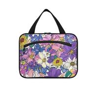 Fiori colorati e belli appesi cosmetici borse da viaggio per le donne con gancio di design accessori kit borsa per viaggio essenziale donna vacanza estuche para guardar maquillaje, Fiori colorati e
