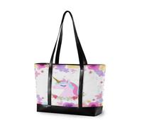 Fiori colorati unicorni sogno semplice donna laptop tote bag con cerniera grandi borse da lavoro per le donne per la scuola con pannolino estuche para laptop 14 pulgadas