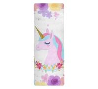 Fiori colorati unicorni sogno yoga mat asciugamano per le donne stampato, antiscivolo, tappetino da yoga asciugamano antiscivolo con borsa per il trasporto tapete para ejercicio 180,3 x 66 cm