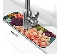 Fiori come sfondo Tappetino per rubinetto per lavello da cucina Super Assorbente Rubinetto Pad Splash Catcher Diatomite ad asciugatura rapida Pietra Rubinetto Maniglia Drip Catcher Vassoio Tappetino