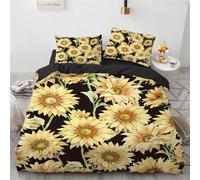 Fiori Copripiumino Matrimoniale 220X240 Federa Con Due 50X75Cm Morbido E Confortevole Con Cerniera Copripiumino Bambina Girasole Copripiumino 240X220 Prevenire L'Allergia Stampa 3D Fibra Superfine