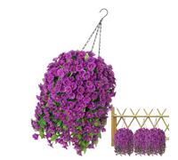 Fiori da Esterno,Cestini Appendibili Antiruggine Realistici | 94 Centimetri Fiori Di Seta Artificiali Con Gancio | Per Giardino Cortile Esterno Balcone Patio Portico Matrimonio Feste Primavera