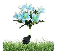 Fiori da esterno impermeabili sette teste giglio artificiale | Luci solari impermeabili per patio, cortile, giardino, balcone, matrimonio,