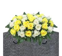 Fiori Da Sella Per Cimitero - Decorazioni Per Cimitero Con Rose In Seta Artificiale | Fiori Della Sella Della Lapide | Per La Festa Della Mamma, La Festa Del Papà, La Memoria All'aperto, I Tributi Dei