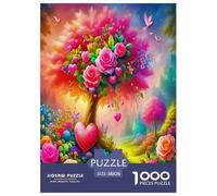 Fiori d'amore 1000 Pezzi Puzzle Intrattenimento Creativo Interattivo Arte di fantasia floreale a forma di cuore Regalo Pratico Per Adulti E Bambini over 14 Anni 38x26cm/1000pcs