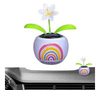 , fiori danzanti solari,Bel che scuote la testa in vasi colorati, alimentati a energia solare | Decorazione per auto fiorita, statuette da ballo solari per lavagna