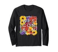 Fiori del Wisconsin Word Art - Wisconsinite Pride Maglia a Manica