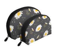 Fiori della margherita, Borsa per trucco a conchiglia Portamonete da donna Borsa da toilette piccola Borsa per cosmetici 2 pezzi