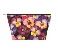 Fiori della viola del pensiero dell'acquerello, Borsa da toilette Borsa per trucco Borsa per cosmetici Borsa da toilette da viaggio portatile
