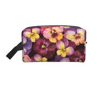 Fiori della viola del pensiero dell'acquerello, Borsa per il trucco Borsa per cosmetici Borsa da viaggio portatile da viaggio Borsa per trucco Organizer