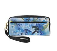 Fiori dell'acquerello Non ti scordar di me, Borsa per il trucco Borsa per cosmetici Borsa da viaggio portatile da toilette Astuccio in pelle per donne e ragazze