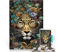Fiori di animali leopardo puzzle 1000 pezzi per adulti Aiuta il cervello ad allenare i giocattoli che creano dipendenza per coltivare la pazienza decorazione murale 38x26cm