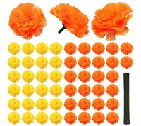 Fiori di Calendula Artificiale da 100 Pezzi 2.2 Finori di Calendula Finti con steli per Decorazioni per la casa di Diwali Decorazioni Morti Fai -da -Te, Giallo, Arancione Artificiale, ma cavigliate f