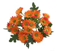 Fiori di camomilla sintetica in seta realistica per bouquet da sposa, feste, centrotavola, 32 cm (arancione)