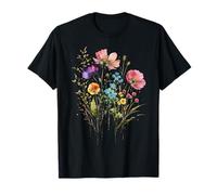 Fiori di Campo Bouquet Acquerello Fiori Botanici Floreali Maglietta