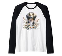 Fiori di campo estivi della margherita del cane levriero afgano Maglia con Maniche Raglan
