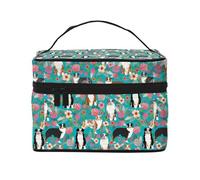 Fiori di cani da pastore australiani, Borsa per il trucco Borsa per cosmetici Borsa da viaggio portatile da viaggio Astuccio per matite