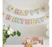 Fiori di carta colorati per compleanno, con girasoli, margherite e macarons, decorazioni per compleanno, ghirlanda di margherite Zou Ju tira bandiera 1 set,Un set di banner Zouju confezionati in bluLe