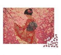 Fiori di ciliegio danzano nell'aria e una ragazza in kimono1000 Pezzi Impossibili Per Adulti, Giochi, Regali, Sfide Per Bambini70x50cm/1000pcs