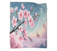 Fiori di ciliegio rosa Coperta Stampa 3D Starlit Sky Tiro Bambini Per Tutte Le Stagioni Peluche Microfibra Coperta Da Viaggio Leggera Per Divano Letto E Divano Per Adulti 50x60inch(127x152cm)