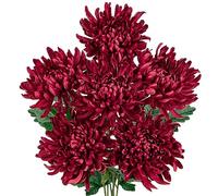 Fiori di crisantemo artificiali grandi da 15,2 cm, con stelo lungo 65,6 cm, 6 pezzi di fiori rossi in finta seta, crisantemi ragno finti per decorazioni per la casa, da sposa, matrimoni, feste