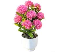Fiori di crisantemo artificiali in vaso, 12 fiori di seta realistici con plastica realistica, per piante in vaso alte 28 cm, per casa, soggiorno, camera da letto (rosso rosa)