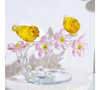 Fiori di cristallo con uccelli, per coppie, regali per matrimonio, anniversario d'oro, in vetro, floreali, animali, statuette da collezione, regali per sposi e coppie sposate, ornamenti per