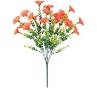 Fiori di eucalipto artificiali, 36 cm, in seta resistente ai raggi UV | Design realistico di eucalipto, accenti di gloria mattutina, estetica naturale, lunghezza 36 cm, tonalità rosso viola intenso