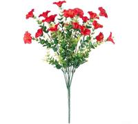 Fiori di eucalipto artificiali, 36 cm, in seta resistente ai raggi UV | Design realistico di eucalipto, accenti di gloria mattutina, estetica naturale, lunghezza 36 cm, tonalità rosso viola intenso