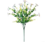 Fiori di eucalipto artificiali in seta resistente ai raggi UV, 36 cm | Design realistico di eucalipto, accenti di gloria mattutina, estetica naturale, lunghezza 36 cm, tonalità rosso viola intenso