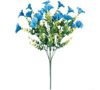Fiori di eucalipto artificiali in seta resistente ai raggi UV, 36 cm | Design realistico di eucalipto, accenti di gloria mattutina, estetica naturale, lunghezza 36 cm, tonalità rosso viola intenso