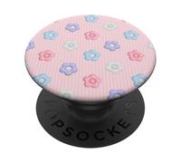 Fiori di gelatina pastello su strisce rosa PopSockets PopGrip Adesivo