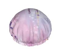 Fiori di glicine con colori sognanti cuffie da doccia per donne, cuffie da bagno elastiche e riutilizzabili, cuffia da doccia a doppio strato impermeabile, cuffie da doccia da bagno