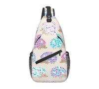 Fiori di ibisco adatti per sport, corsa, viaggi, attività all'aperto, borse a tracolla uomo e donna, Riccio a pois, Taglia unica, Retro