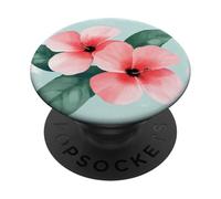 Fiori di ibisco tropicali rosa rosso PopSockets PopGrip Adesivo