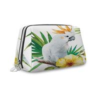 Fiori di ibisco, trousse per cosmetici, fiori di ibisco, acquerello, organizer in pelle, borsa da toilette riutilizzabile, rosso verde, S, Bianco Giallo Verde_5, Taglia unica, Beauty Case