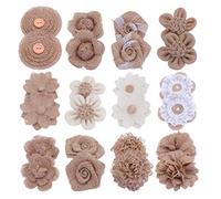 Fiori di Juta Rose di Tela di Iuta Naturali Fiori di Lino Rustico Fiocchi Jutaflowers Kit Abbellimento Ornamento per Artigianato Fai da Te Decorazione di Cerimonia Nuziale Pz