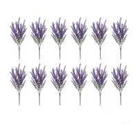 Fiori di lavanda artificiali, confezione da 12 pezzi, decorazione floreale simulata in plastica, per interni ed esterni, design realistico a cinque rebbi, a bassa manutenzione, decorazione per tutto