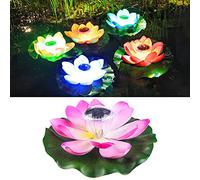 Fiori di Loto Galleggianti Luci Solari per illuminazione Laghetto, Fiori Solari Luci per Laghetto da Giardino Esterno Decorazioni, Ninfee da Piscina Luce Solare Galleggiante Ninfea con Pannello Solare