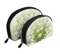 Fiori di montagna svizzeri della stella alpina, Borsa per trucco a conchiglia Portamonete da donna Borsa da toilette piccola Borsa per cosmetici 2 pezzi