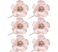 Fiori di Natale artificiali glitterati, 6 pezzi, grandi magnolie pieghevoli, per l'uso su alberi di Natale ed eventi (rosa)