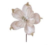 Fiori di Natale artificiali progettati come ornamenti a stella per albero, ghirlanda e decorazione stagionale per feste (oro pallido)
