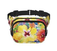 Fiori di orchidea giglio acquerello, Marsupio quadrato a doppio strato, borsa da viaggio, marsupio casual