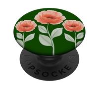 Fiori di papavero - rosso floreale grafica verde PopSockets PopGrip Adesivo