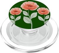 Fiori di papavero - rosso floreale grafica verde PopSockets PopGrip per MagSafe