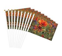 Fiori di papavero Stampa Leggero Palmare Bandiera Doppio Lato Bandiere Partito Parata Home Decor Celebrazioni