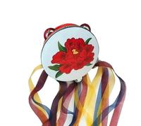 Fiori Di Peonia Tamburelli per Adulti Ricamo Fatto a Mano, Tamburello Strumento Musicale per L'accompagnamento Alla Danza Portatile(7inch,B)