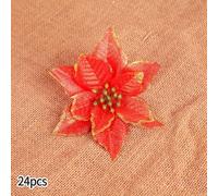 Fiori di per stella Artificiali Glitterati 15cm per Fiori di(24pcs red) | Materiale non tessuto, per sicuro e naturale, diametro 15cm, glitter , per ideale per alberi