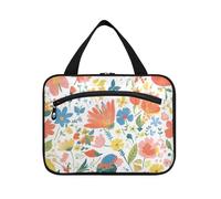 Fiori di primavera Farfalle appeso kit da toeletta da viaggio con gancio, designer borsa medicina pieghevole per gli uomini hotel bolso para maquillaje L, fiori primaverili farfalle, Large