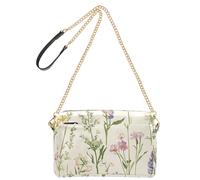 Fiori di primavera lavanda margherita giglio beige piccola borsa a tracolla per le donne in pelle vegana borsa a tracolla impermeabile donna borse a tracolla